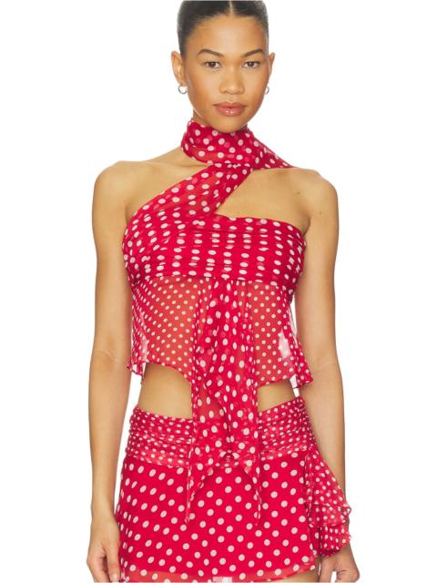 GUIZIO Chiffon Wrap Top in Red