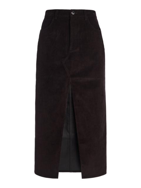 CO Cotton Corduroy Maxi Pencil Skirt brown