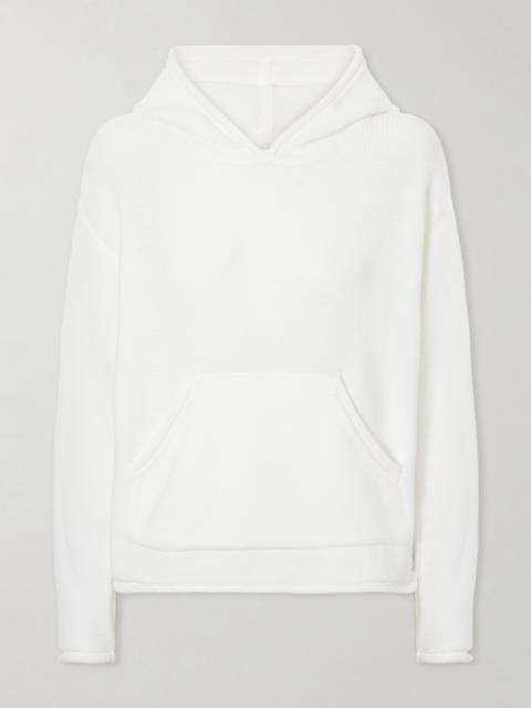 LESET Mae open-knit cotton-blend hoodie White