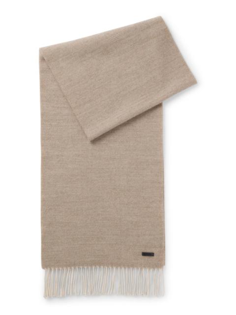 BOSS DOUBLE-FACED WOOL SCARF WITH LOGO LABEL