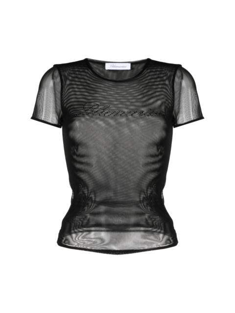 Blumarine logo-embellished mesh T-shirt