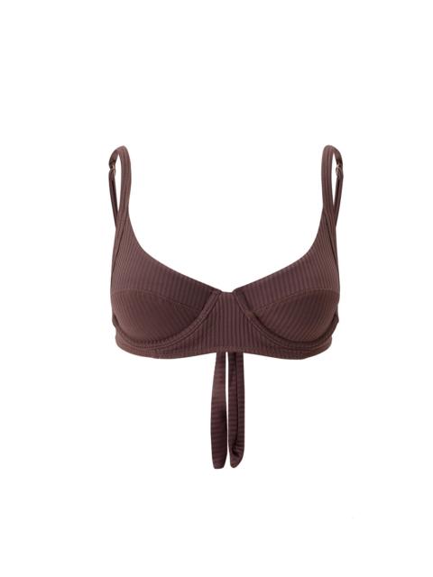 MELISSA ODABASH NOTO BROWN RIBBED BIKINI TOP