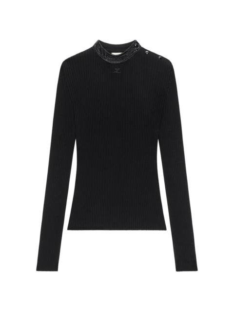 courrèges Courrèges Vinyl-collar Ribbed T-shirt