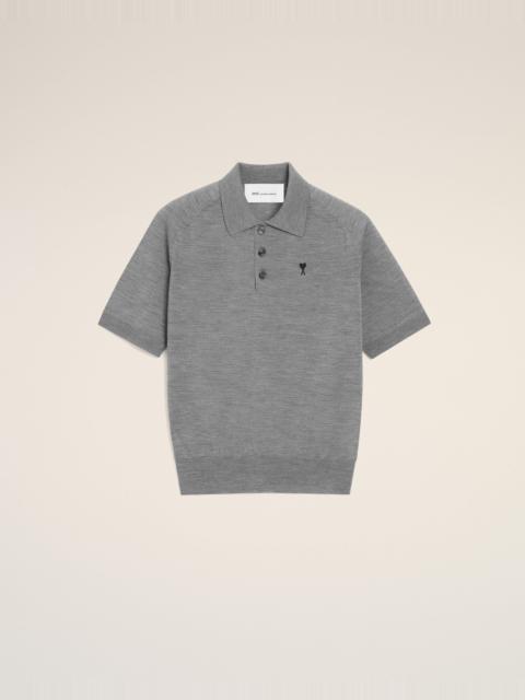 AMI Paris GREY WOOL SHORT SLEEVES AMI DE COEUR POLO