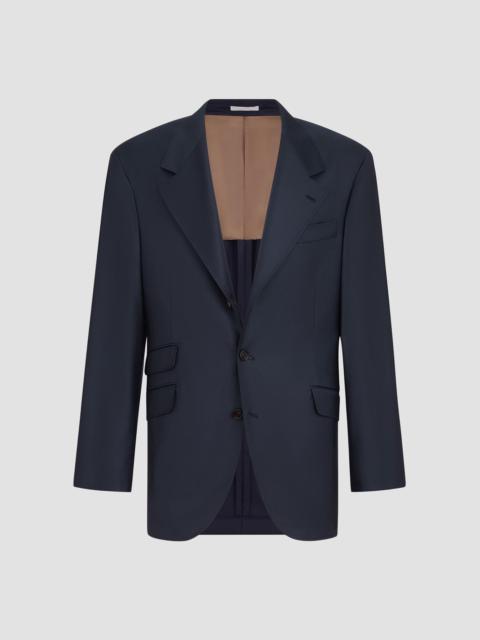 Brunello Cucinelli Men's Super 150s Virgin Wool Four Season Batavia Cavallo Tailor Blazer - Navy Blue