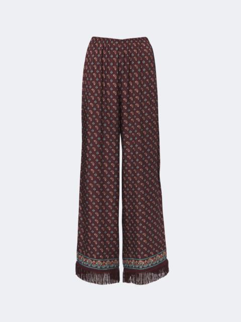 DÔEN Lavona fringed silk-blend wide-leg pants