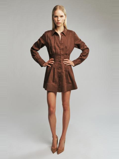 BARDOT Dianna Linen Shirt Dress In Chocolate