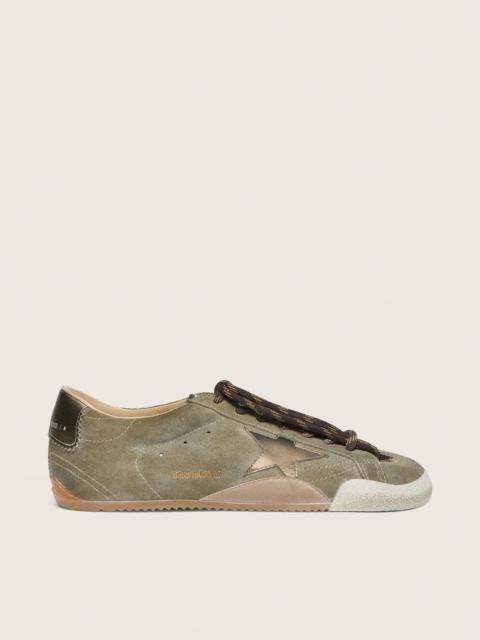 Golden Goose Men’s True-Star in olive suede with gold star