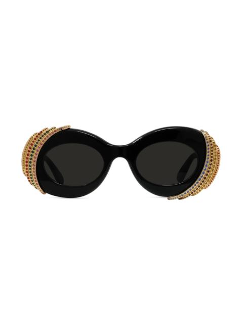 Loewe Men's x Paula's Ibiza 47MM Oval Sunglasses - Black Gold Dark Grey