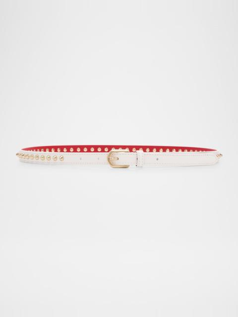 Christian Louboutin Cabata Paris Spike Skinny Belt in Calf Leather