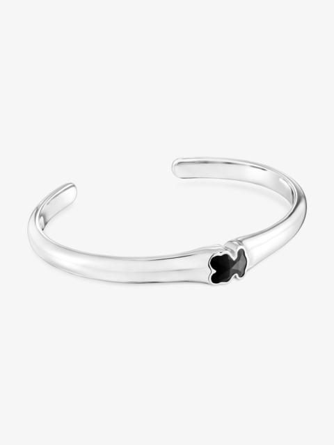 TOUS Silver Bangle with 10mm bear motif in onyx TOUS Icon Color