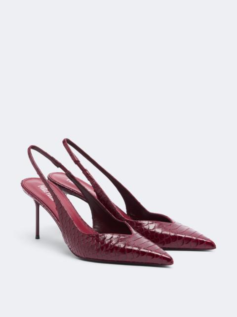 PARIS TEXAS Lidia snake-effect leather slingback pumps