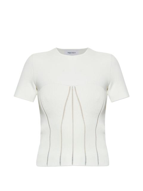 Alexander McQueen ribbed open-knit T-shirt