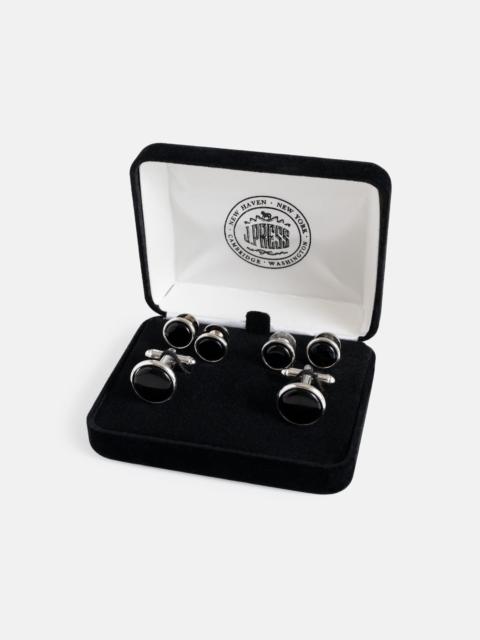 J. PRESS ONYX CUFFLINK AND STUD SET