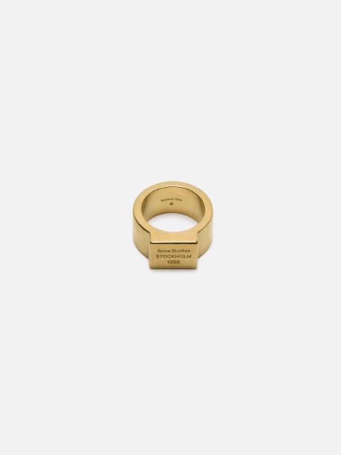 Acne Studios Logo engraved signet ring - Semi matt gold