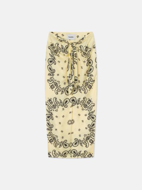 Nanushka Printed Silk-Twill Sarong-Style Midi Skirt