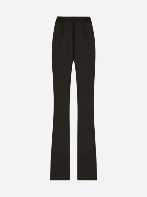 Flared jersey Milano rib pants in Black for