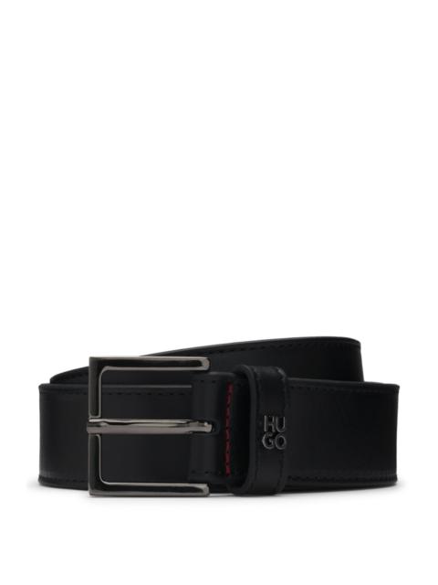 HUGO LEATHER BELT WITH STACKED-LOGO KEEPER TRIM