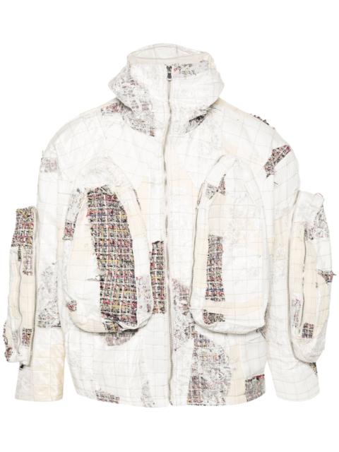 WHO DECIDES WAR patchwork-design tweed jacket