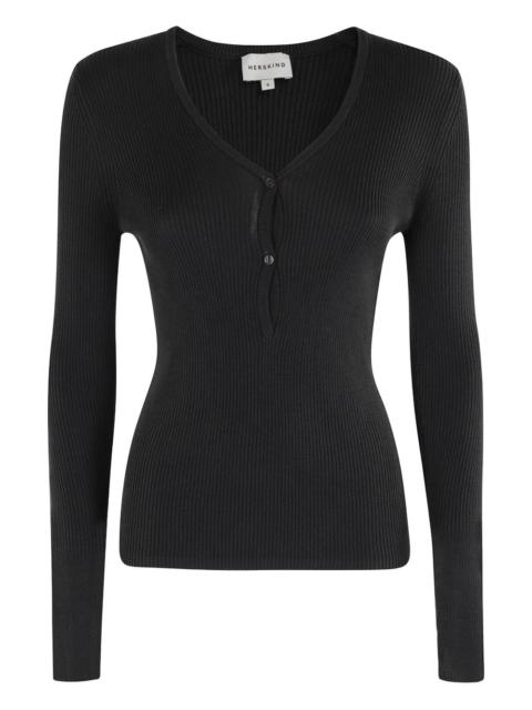 HERSKIND V-neck ribbed top