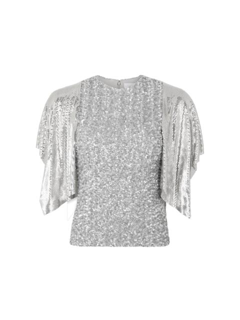 rabanne Sequined Mesh Top silver