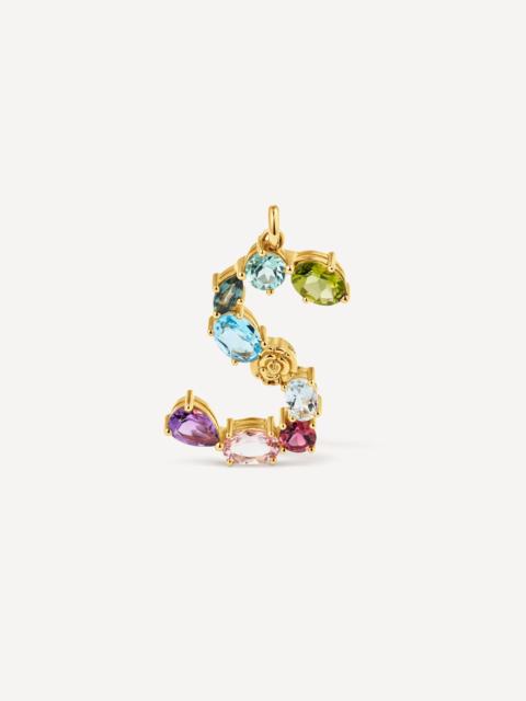 TOUS Gold letter S Pendant with gemstones TOUS ATELIER