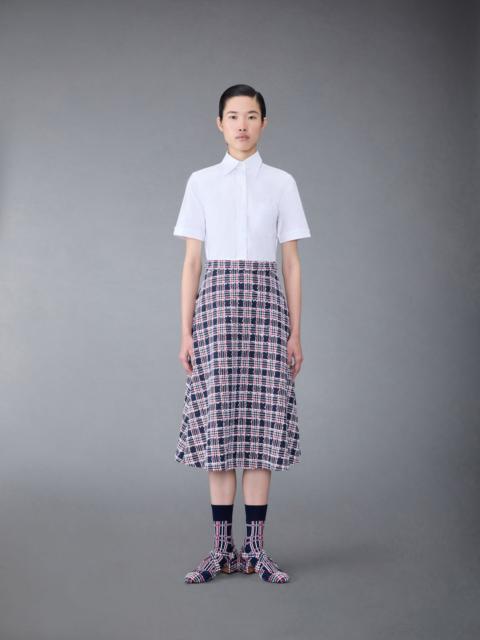 Thom Browne Prince of Wales Check Cotton Tweed A-line Shirtdress