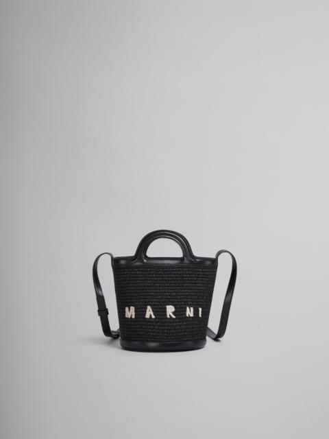 Marni Black leather and raffia Tropicalia bucket bag