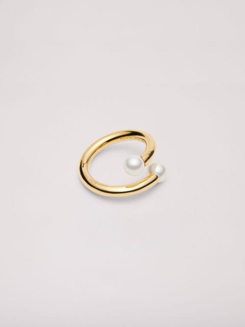 Small Pearl Barbell Ring