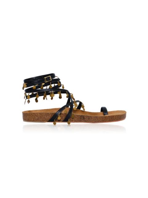Johanna Ortiz Serenade In Swim Leather Sandals black