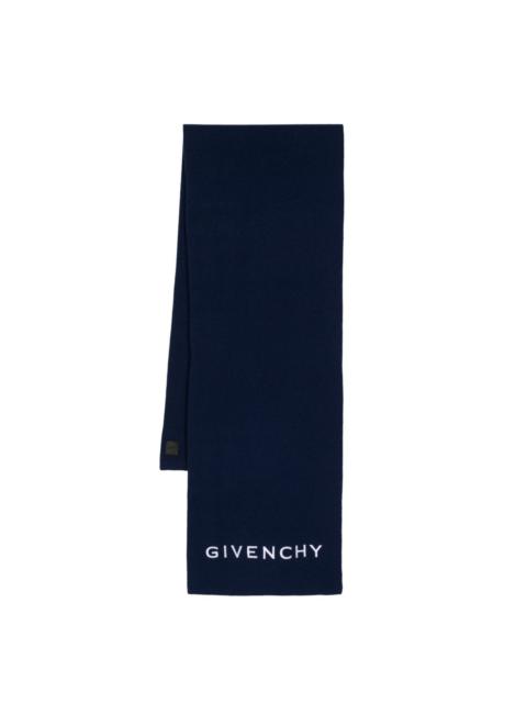 logo-embroidered fine-knit scarf