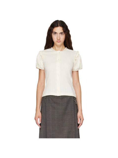 Simone Rocha Off-White Embellished Pointelle Puff Sleeve Cardigan