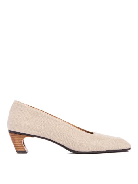 Beige Square-Toe Pumps