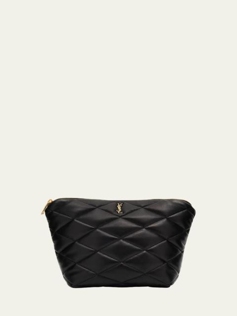 SAINT LAURENT Sade Large YSL Cosmetic Pouch Bag in Quilted Leather