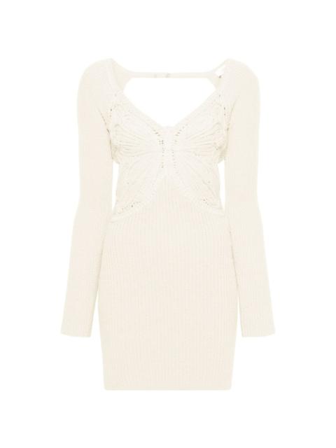 Blumarine butterfly-embroidered ribbed midi dress