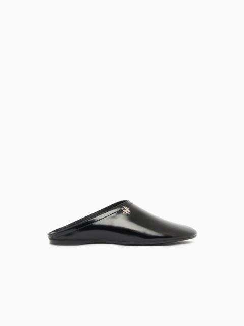EMPORIO ARMANI MULES IN BRUSHED SHINY LEATHER