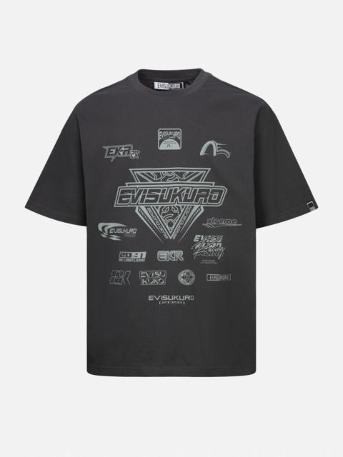 Multi Logo Print Regular Fit Racing T-Shirt