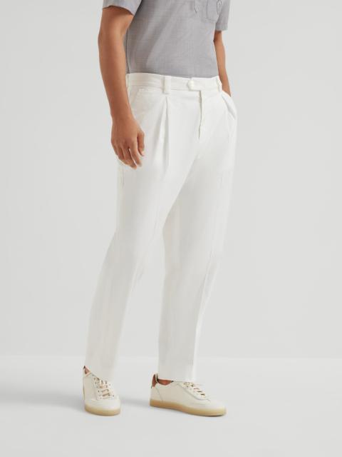 Brunello Cucinelli Garment-dyed trousers in American Pima cotton comfort gabardine with tee holder