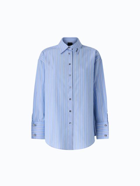PINKO STRIPED POPLIN SHIRT WITH JEWEL CUFFS
