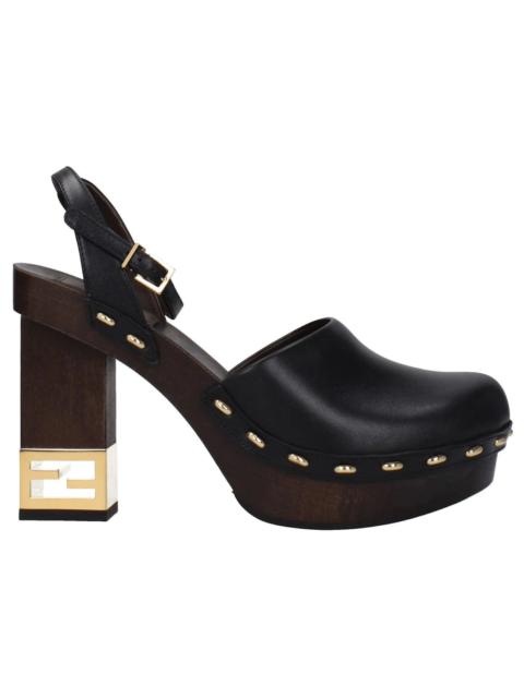 FENDI Fendi Vitello Ankle-Strap Clog Black (Women's)