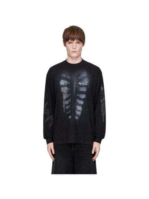 AVAVAV Black X-Ray Handwriting Long Sleeve T-shirt