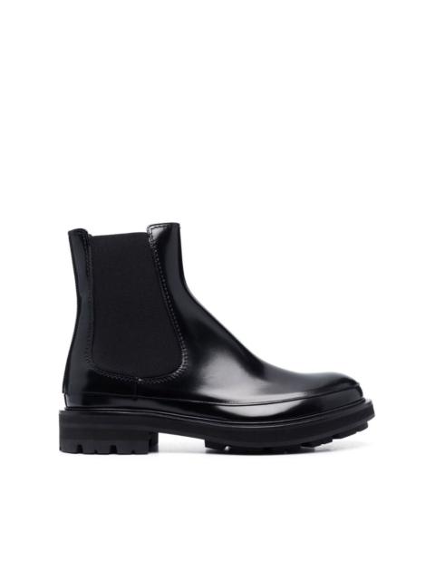 polished-finish ankle boots