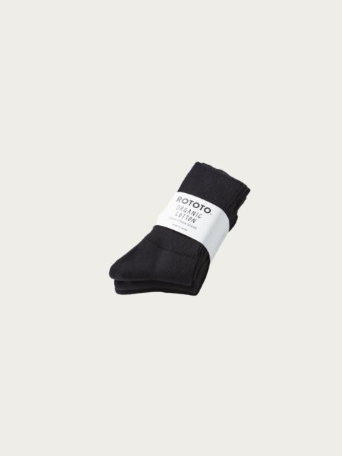 ROTOTO® Organic Daily 3 Pack Ribbed Crew Socks - Black