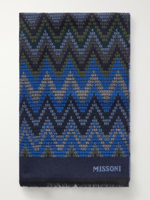 Missoni Striped Crochet-Knit Wool Scarf