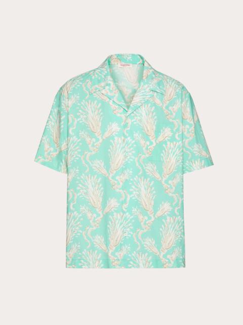 COTTON POPLIN BOWLING SHIRT WITH METAMORPHOS WHEATSHEAF PRINT