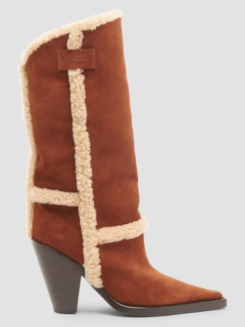 Moschino Women's Shearling Trim 100MM Boots - Rust
