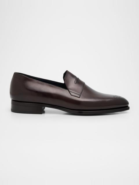 Brioni Men's Elysium Brogue Leather Penny Loafers