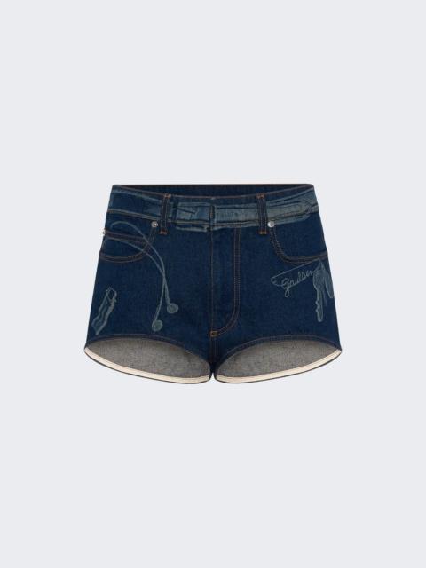 Jean Paul Gaultier Trompe L’Œil Denim Shorts Vintage Blue