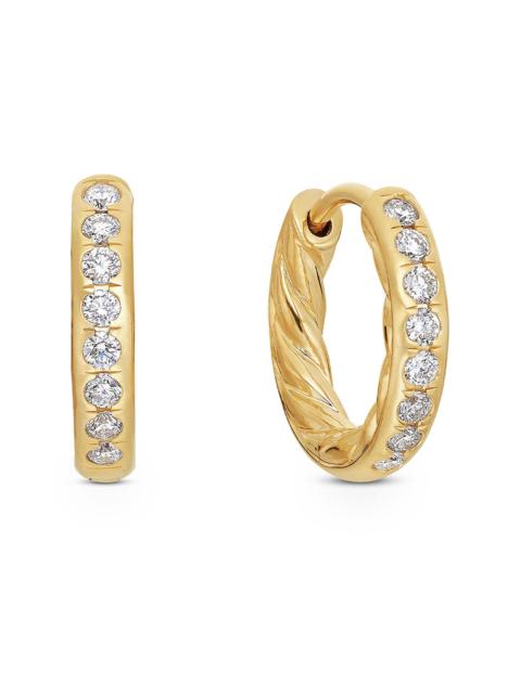 DAVID YURMAN Women's Pavé Huggie Hoop Earrings in 18K Yellow Gold with Diamonds, 13mm - Diamond