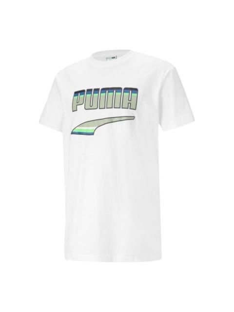 PUMA PUMA 인쇄 둥근 목 t-셔츠 '백색 녹색' 531497-02